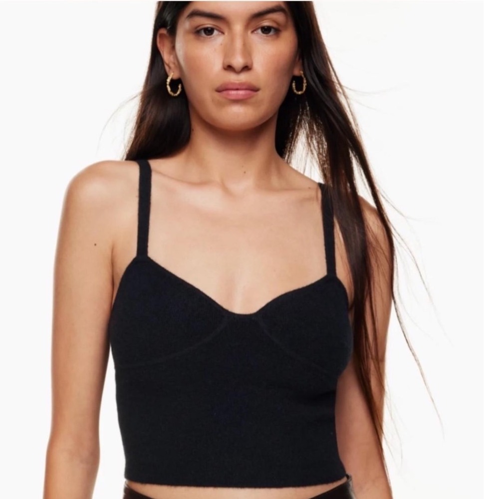 Wilfred Free Arletta Black Knit Cropped Tank Top Sweater Sleeveless Bustier M